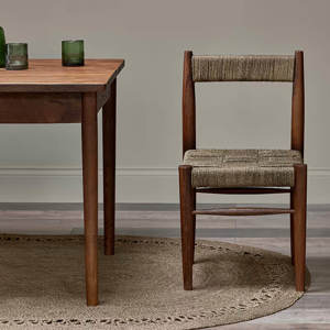 Nkuku Raunak Washed Walnut Acacia Woven Dining Chair